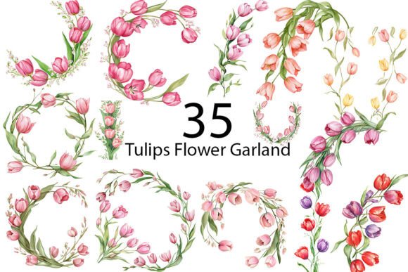 Download Tulips Flower Garland Sublimation - Tulips Collection