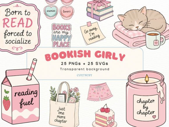 Download Bookish Girly Cliparts, Cute Reading PNG - Cliparts Collection