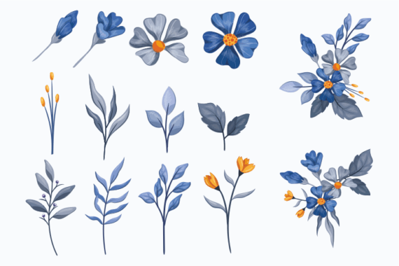 Download Red and Blue Flowers Watercolor Template - Blue flowers watercolor Collection