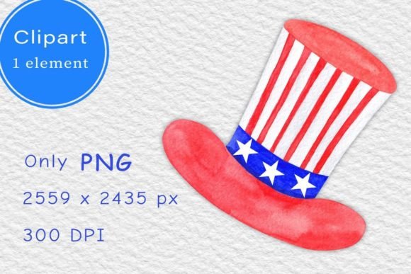 Download Watercolor American Hat. Clipart PNG - Premium Resources