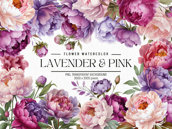 Download Lavender &amp; Pink Flowers Watercolor - Pink flowers Collection