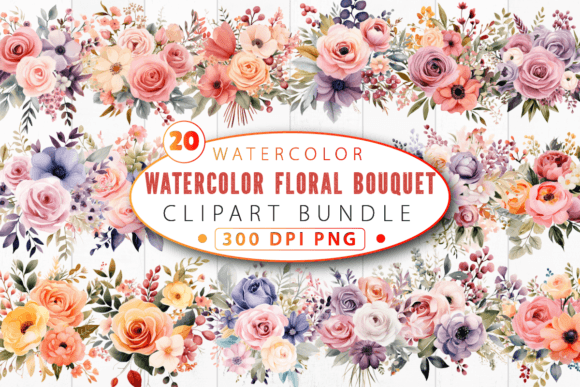 Download Watercolor Floral Bouquet Clipart Bundle - Premium Resources