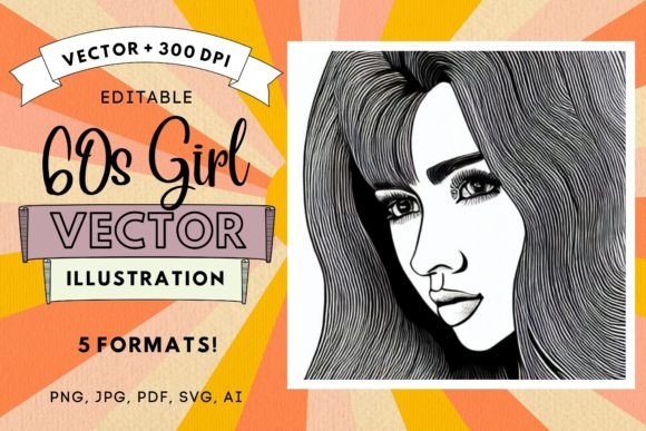 Download 60s Girl Illustration Wall Art Vintage - Wall art Collection