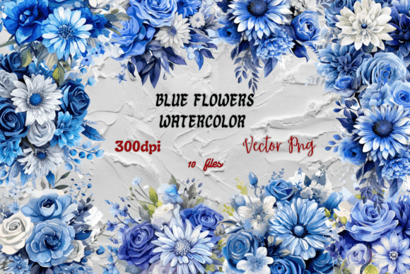 Download Blue Flowers Watercolor - Blue flowers watercolor Collection