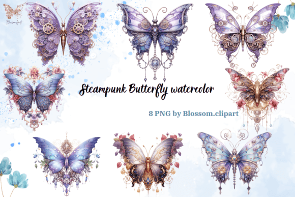 Download Steampunk Butterfly Watercolor Cliparts - Cliparts Collection