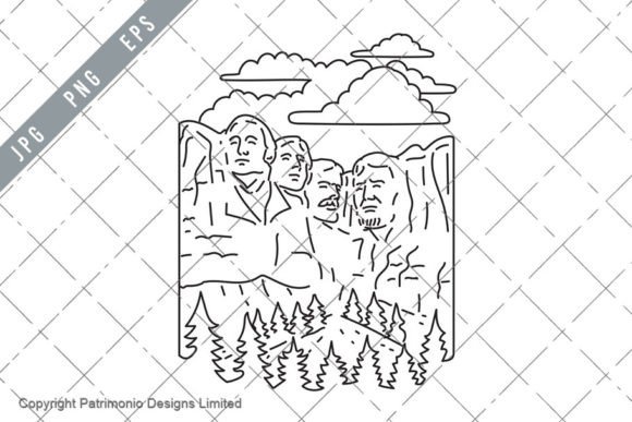 Download Mount Rushmore USA Mono Line Art EPS - Premium Resources